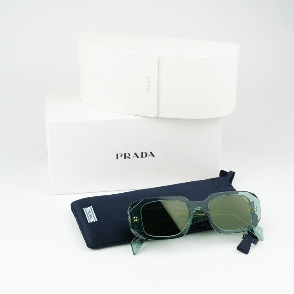 NEW Prada PR17WS 11R10E Sage Green Mirror Internal Silver Rectangle Sunglasses - Picture 14 of 14